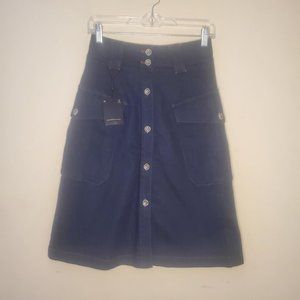 Massimo Dutti - High Waist Button Front Denim Skirt - Sz 4